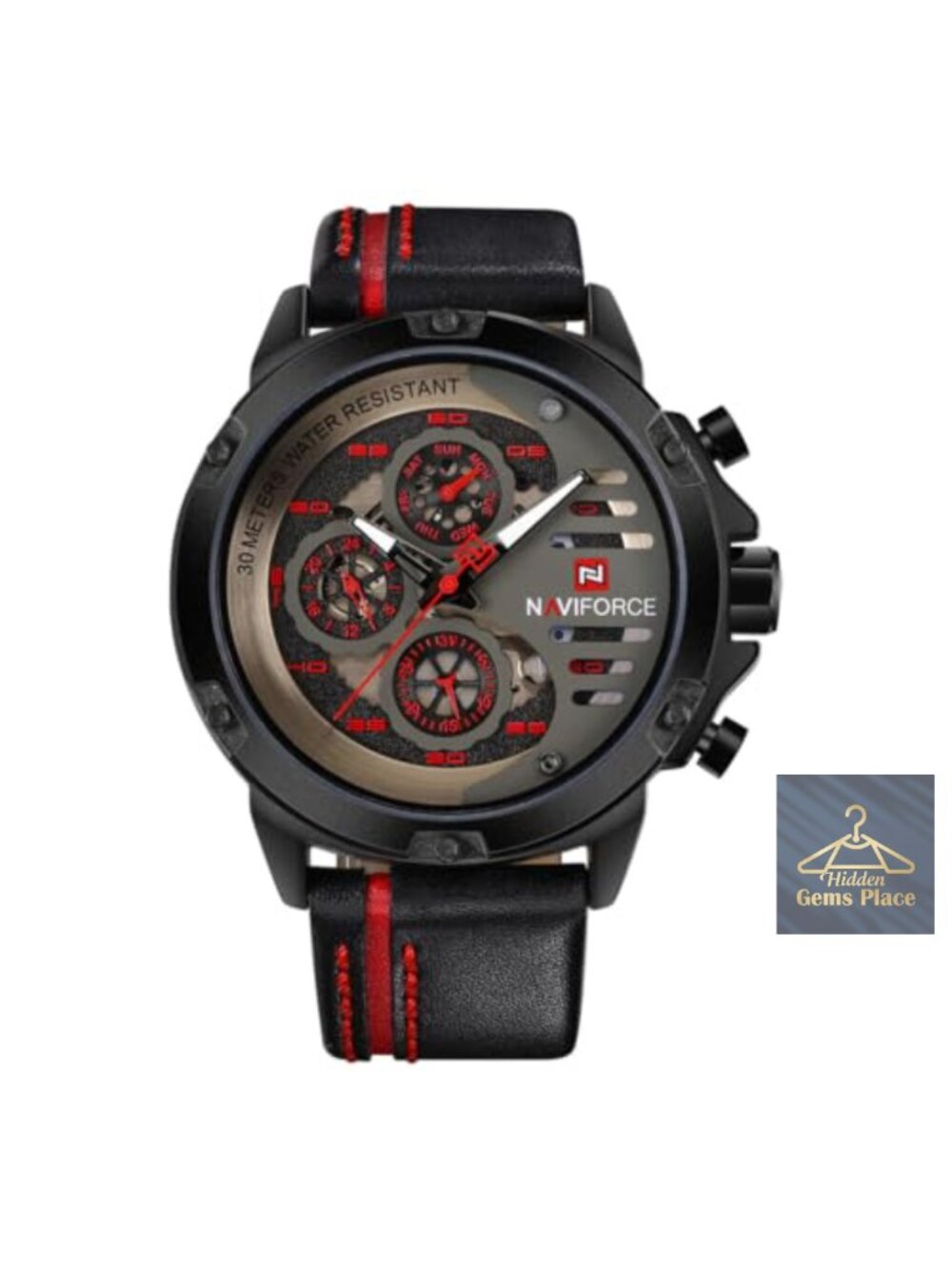Sport Military Watch Leather Strap Quartz Analog Men's Wristwatch Date Calendar